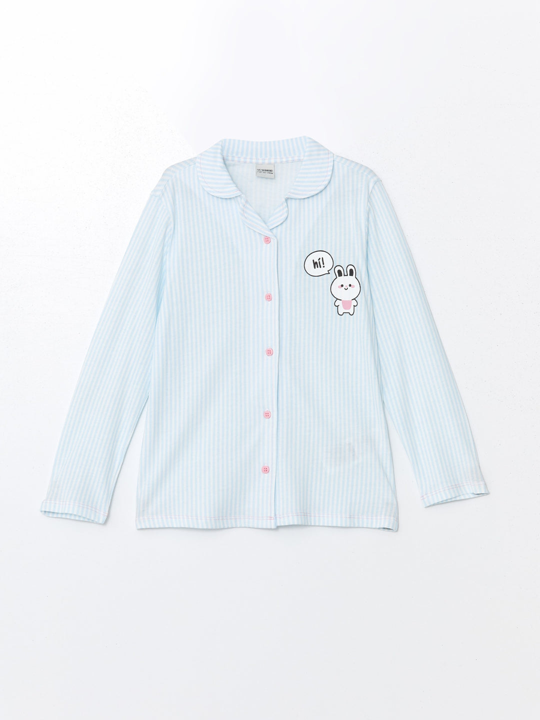 Lcw Kids Blue Shirt Collar Girls Pajama Set