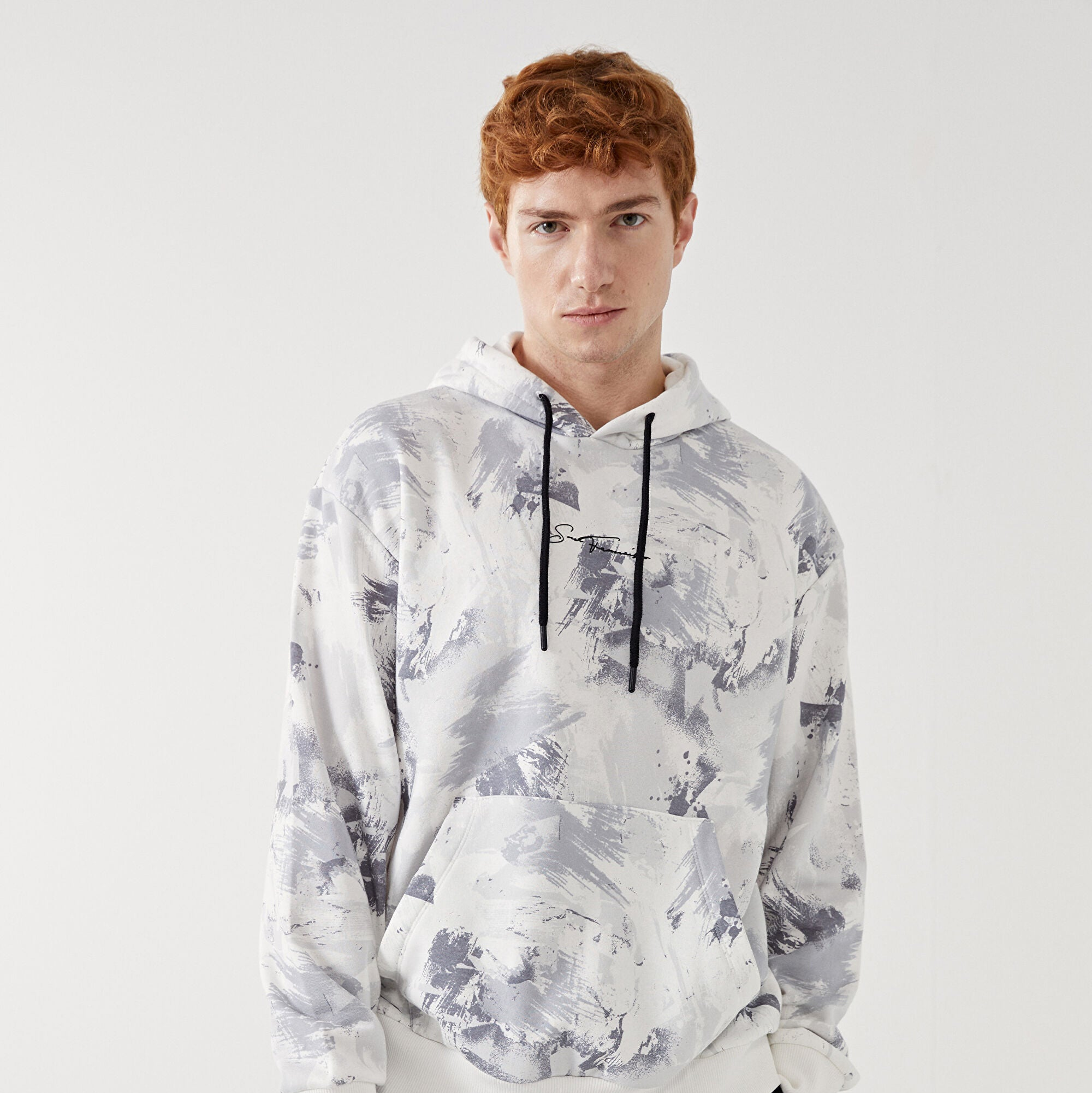 Xside Long Sleeve Printed Men Thick Hoodie