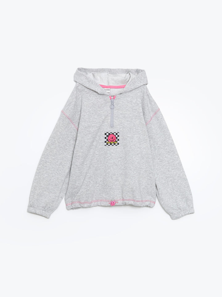 Lcw Kids Gray Hooded Girls Thick Tracksuit