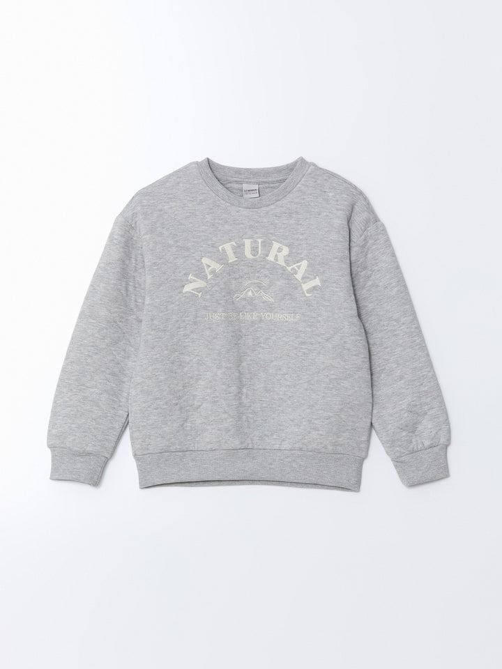 Lcw Kids Gray Crew Neck Girls Sweatshirt