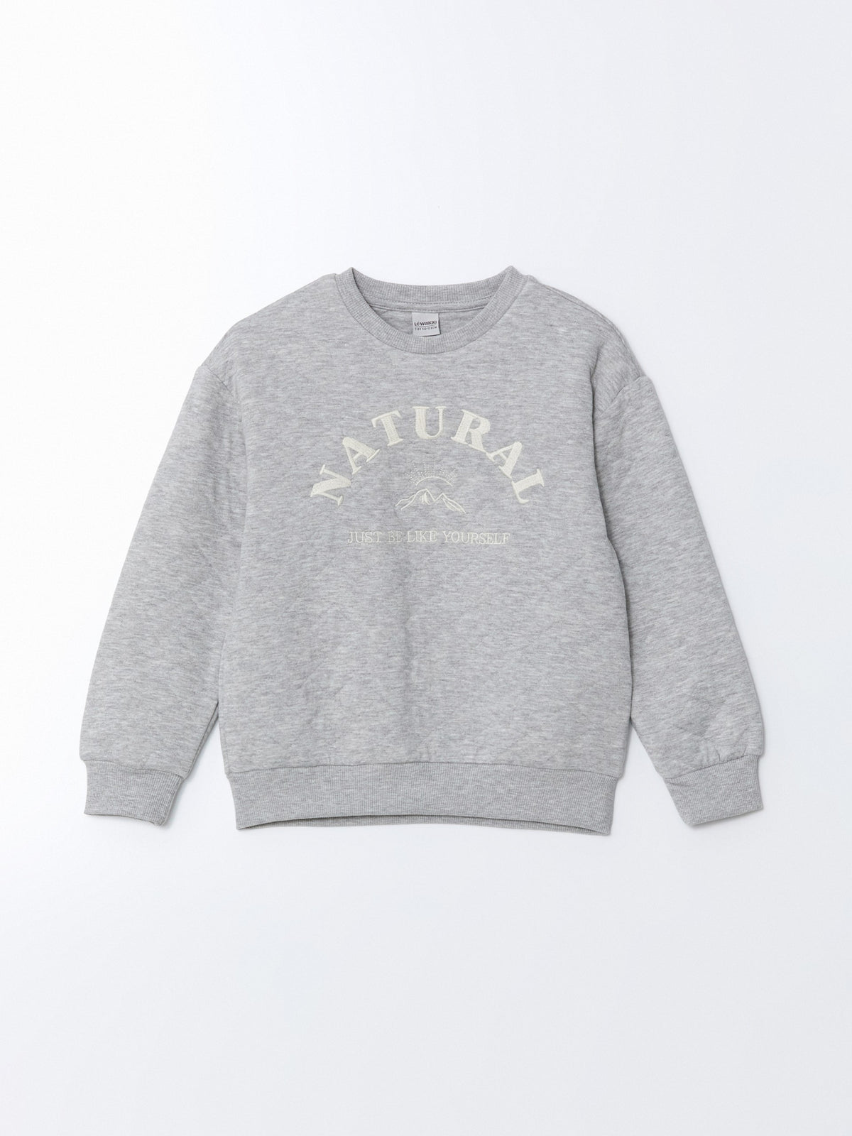 Lcw Kids Gray Crew Neck Girls Sweatshirt