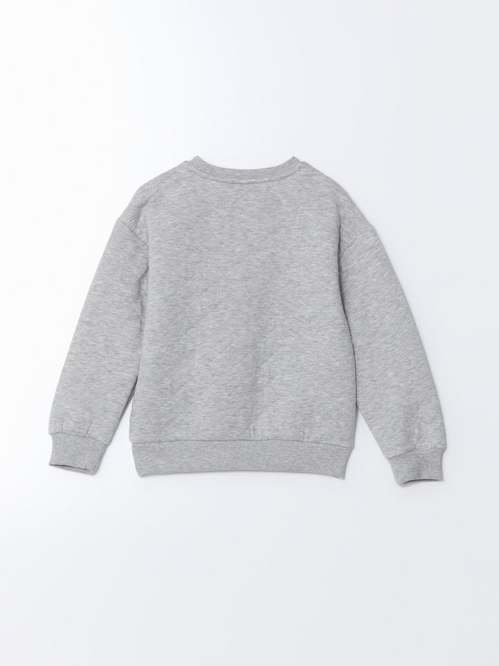 Lcw Kids Gray Crew Neck Girls Sweatshirt