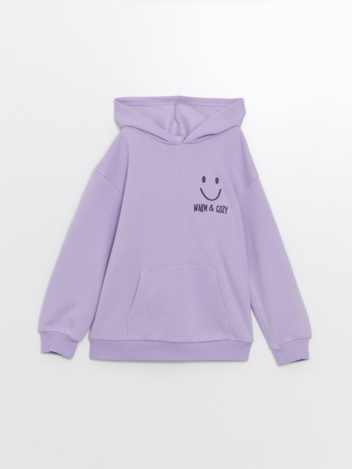 Lcw Kids Lilac Hooded Girls Thick Sweatshirt