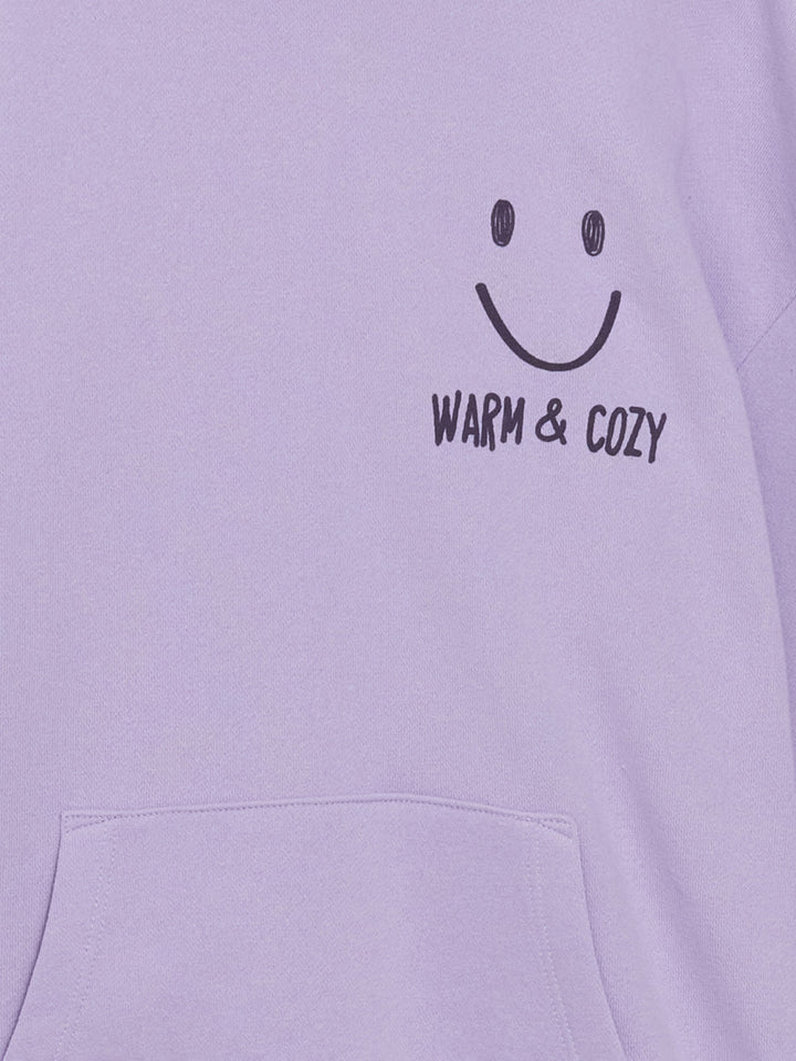 Lcw Kids Lilac Hooded Girls Thick Sweatshirt