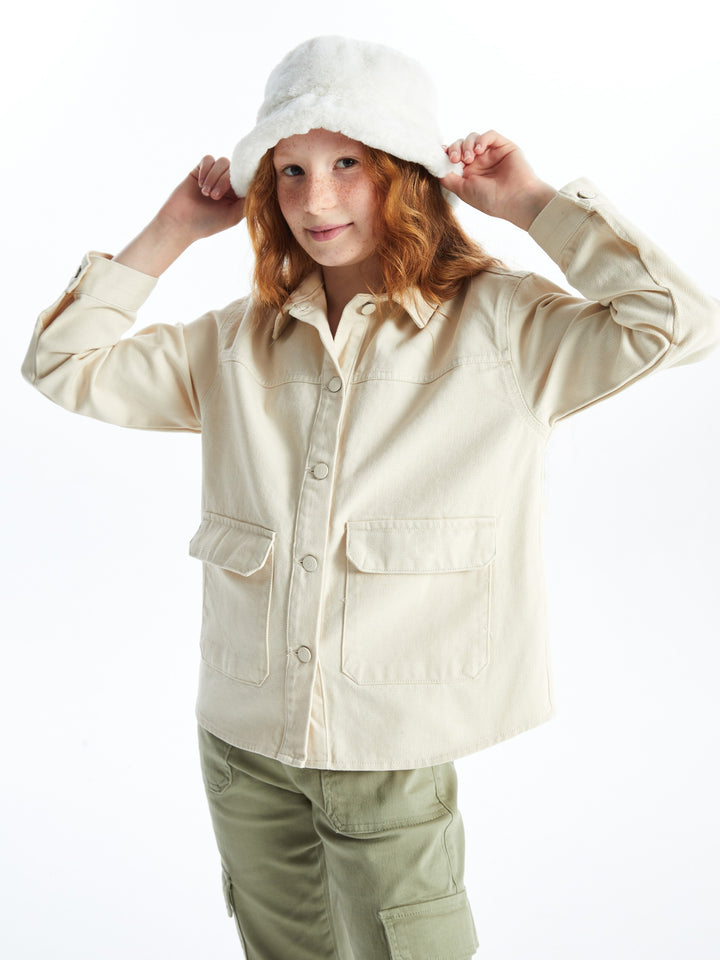 Lcw Kids Beige Basic Long Sleeve Girl Shirt Jacket