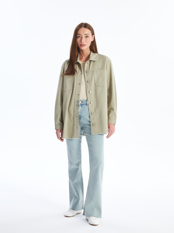 LCWAIKIKI Classic

Matte Mint Green Plain Long Sleeve Oversize Women's Jean Shirt Jacket