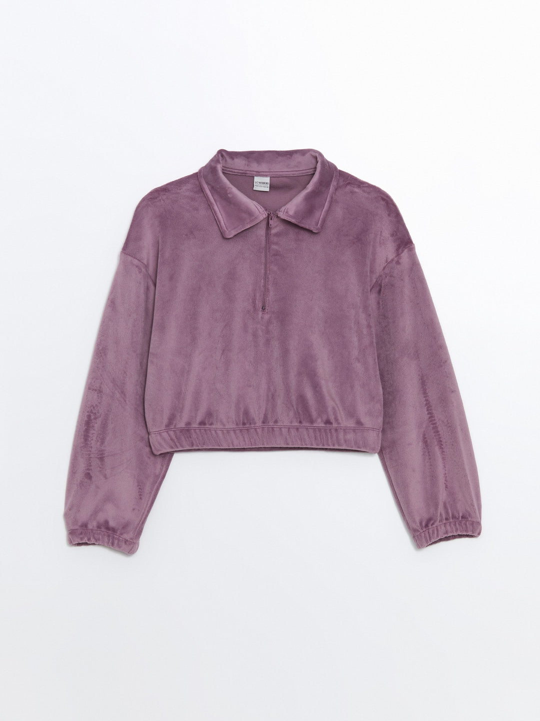 Lcw Kids Lilac Polo Neck Velvet Girls Sweatshirt And Tights