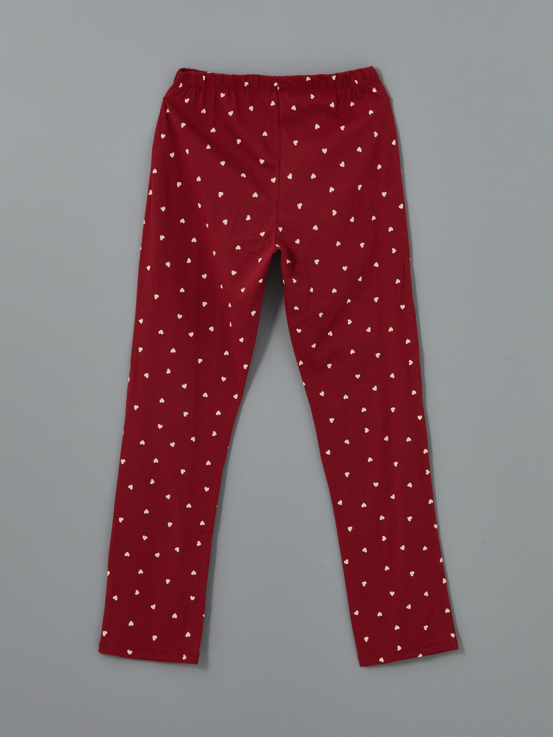 Lcw Dream Claret Red Crew Neck Printed Women'S Pajama Set