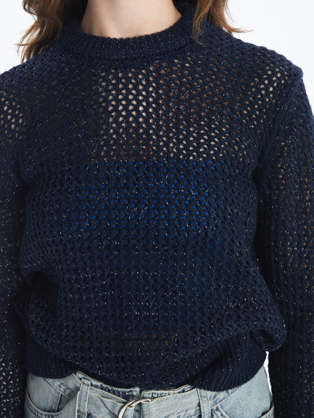 LCW Vision

Navy Blue Crew Neck Openwork Long Sleeve Women's Knitwear Sweater