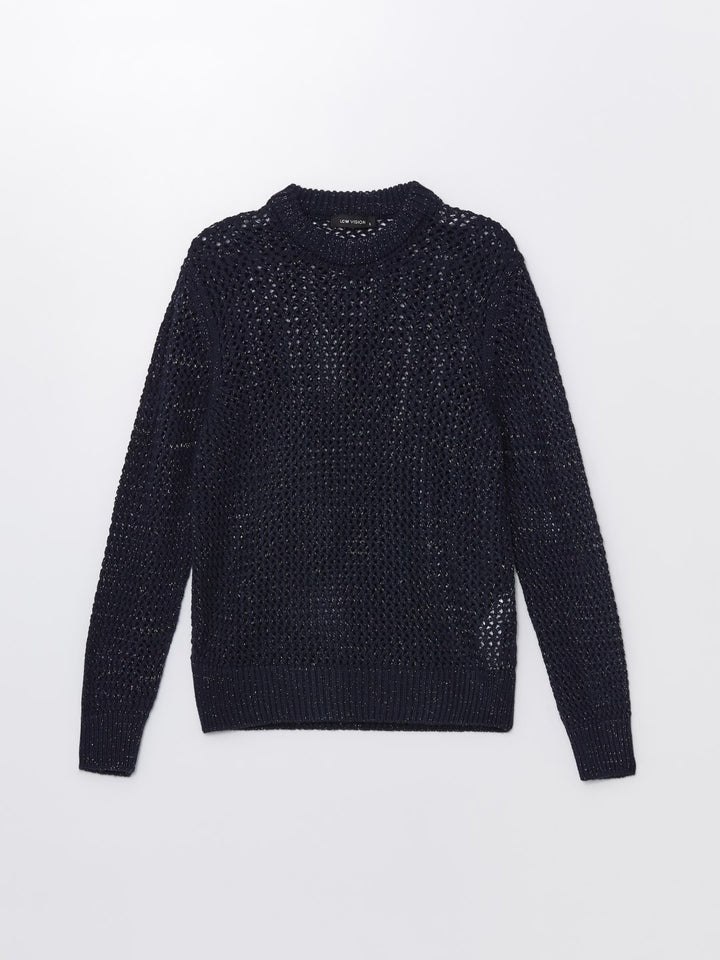 LCW Vision

Navy Blue Crew Neck Openwork Long Sleeve Women's Knitwear Sweater