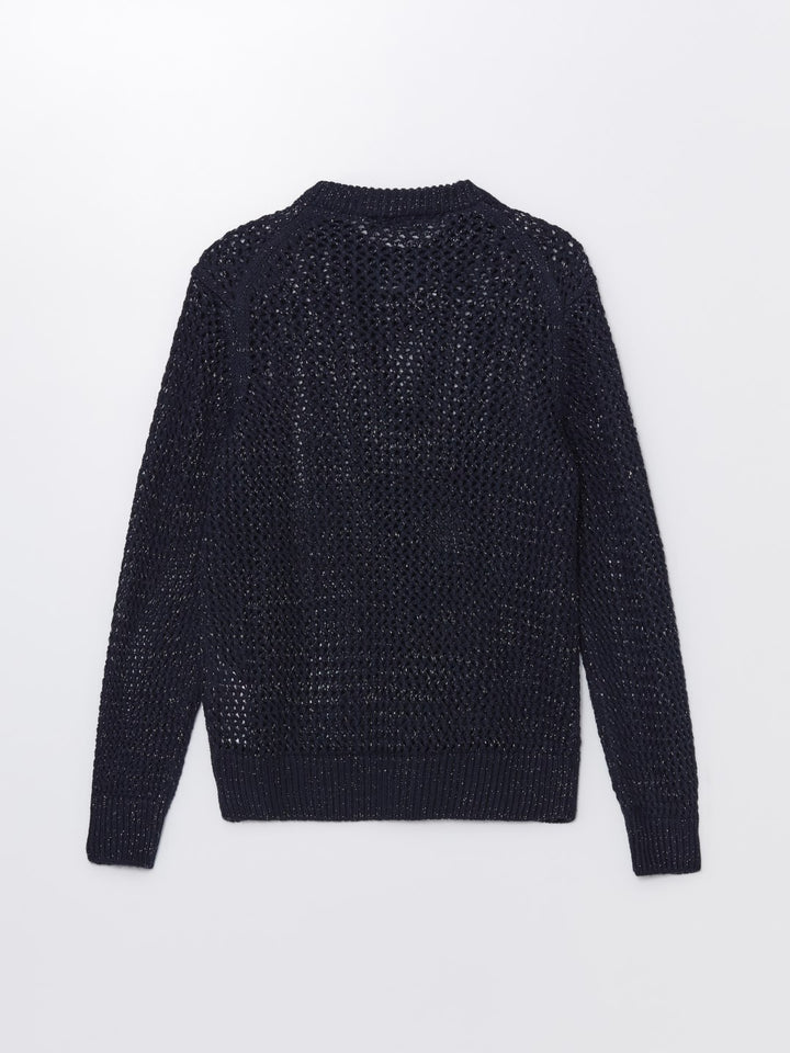 LCW Vision

Navy Blue Crew Neck Openwork Long Sleeve Women's Knitwear Sweater