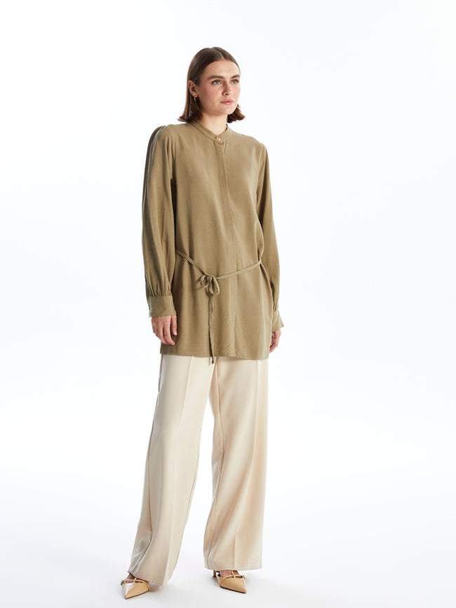 LCWAIKIKI Classic

Light Khaki Mandarin Collar Linen Blend Women's Tunic Main Image