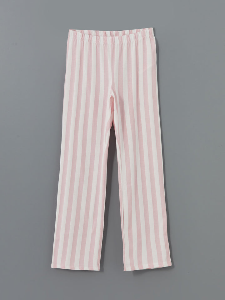 Lcw Young Ecru Shirt Collar Striped Women'S Pajama Set