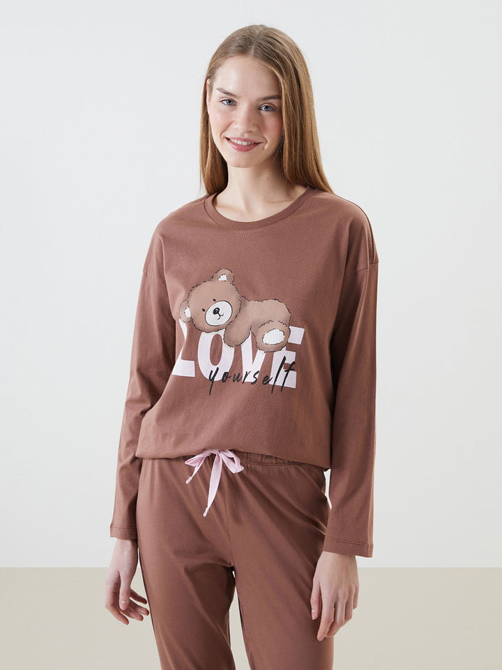 LC WAIKIKI Crew Neck Printed Women Pajamas Set