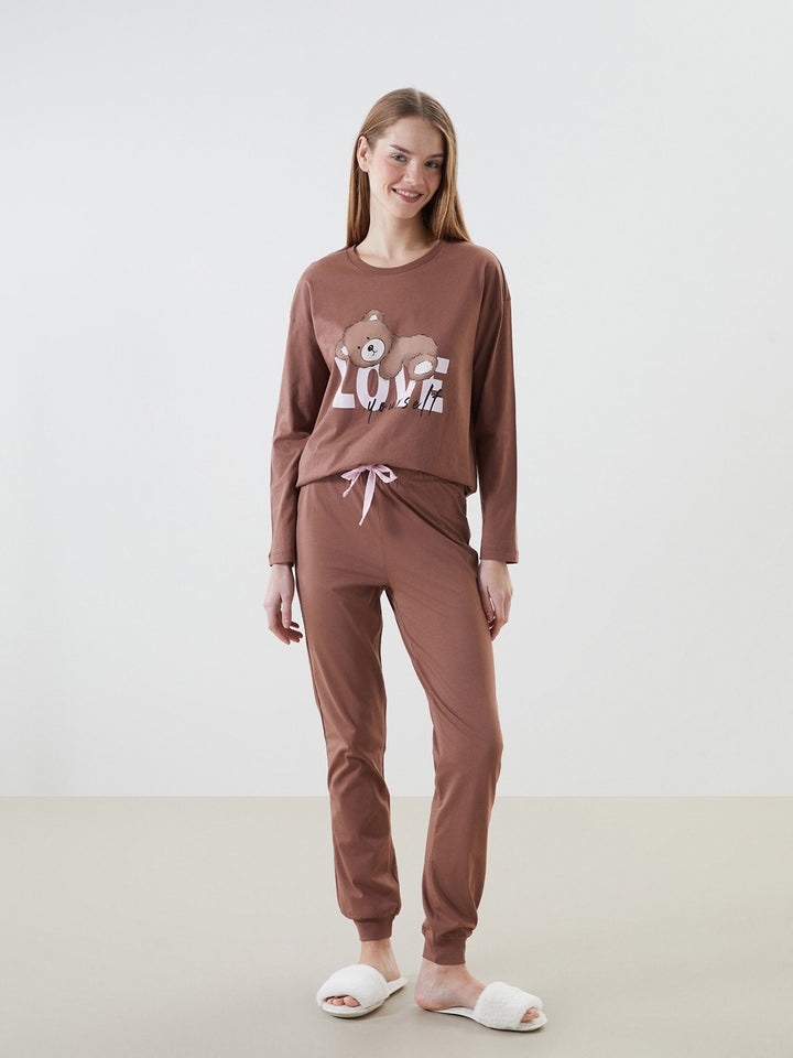 LC WAIKIKI Crew Neck Printed Women Pajamas Set