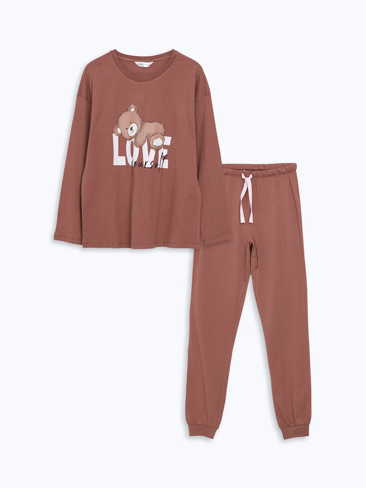 LC WAIKIKI Crew Neck Printed Women Pajamas Set