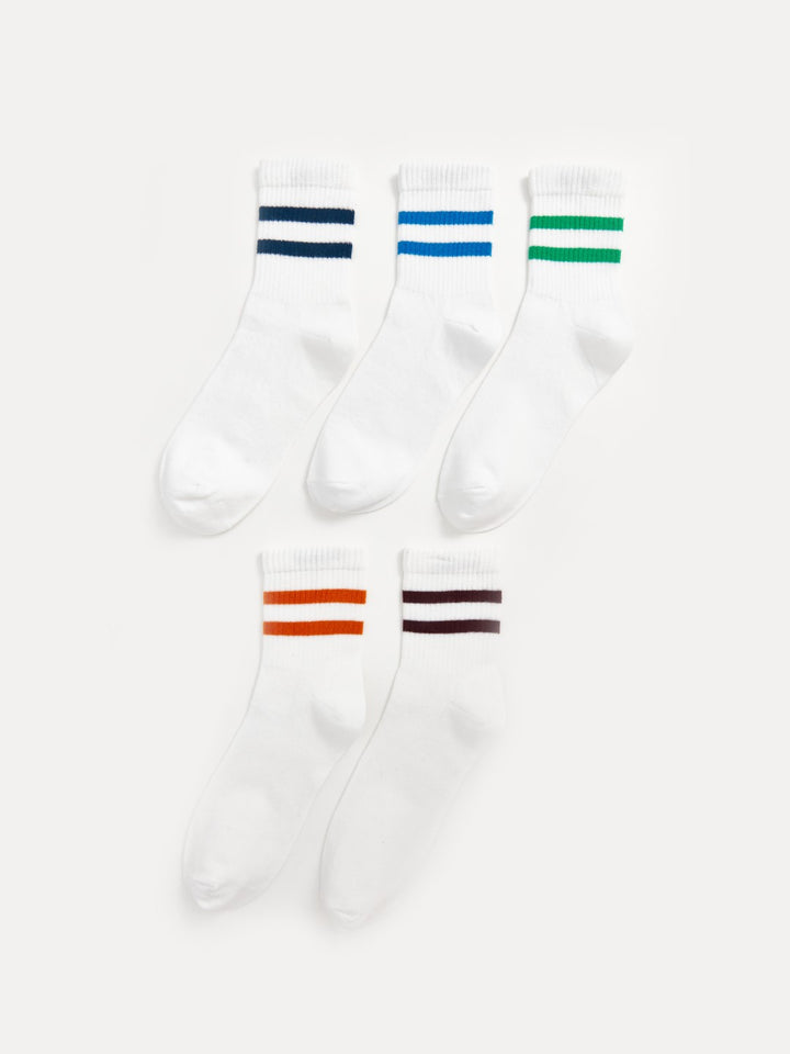 LCW ACCESSORIES

Mixed Color Yarn Dyed Striped Men's Ankle Socks 5-Pack