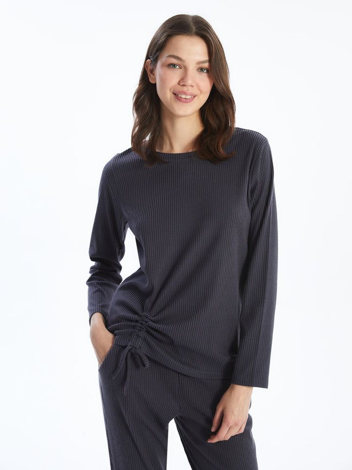 Lcw Dream Anthracite Crew Neck Women'S Pajama Set