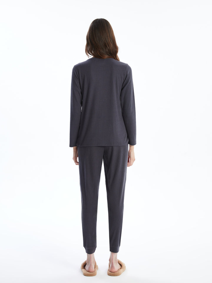 Lcw Dream Anthracite Crew Neck Women'S Pajama Set