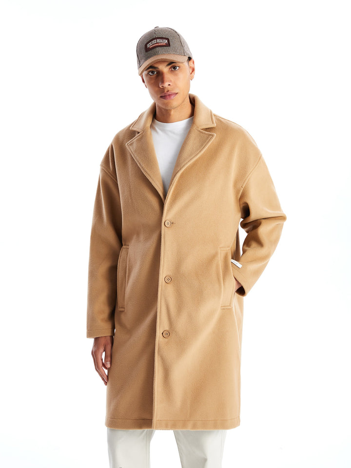 Xside Beige Standard Pattern Jacket Collar Men'S Cashmere Coat