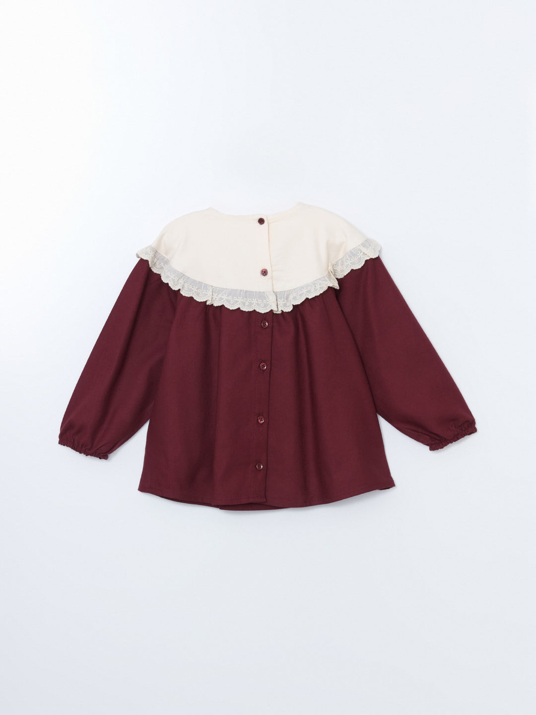 Lcw Baby Claret Red Crew Neck Embroidered Girl'S Shirt