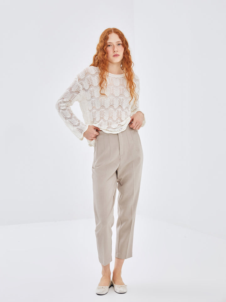 Lcw Vision Beige Women'S Carrot Cut Straight Trousers