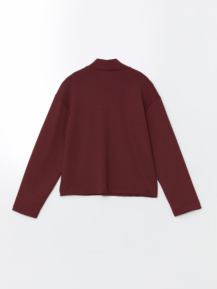 Lcw Vision Claret Red Stand Collar Oversize Women'S Sweatshirt