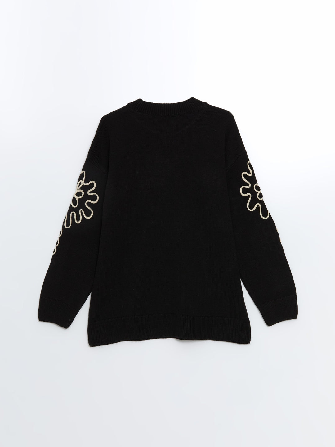 Lcwaikiki Classic Black Stand Collar Embroidered Women'S Knitwear Sweater