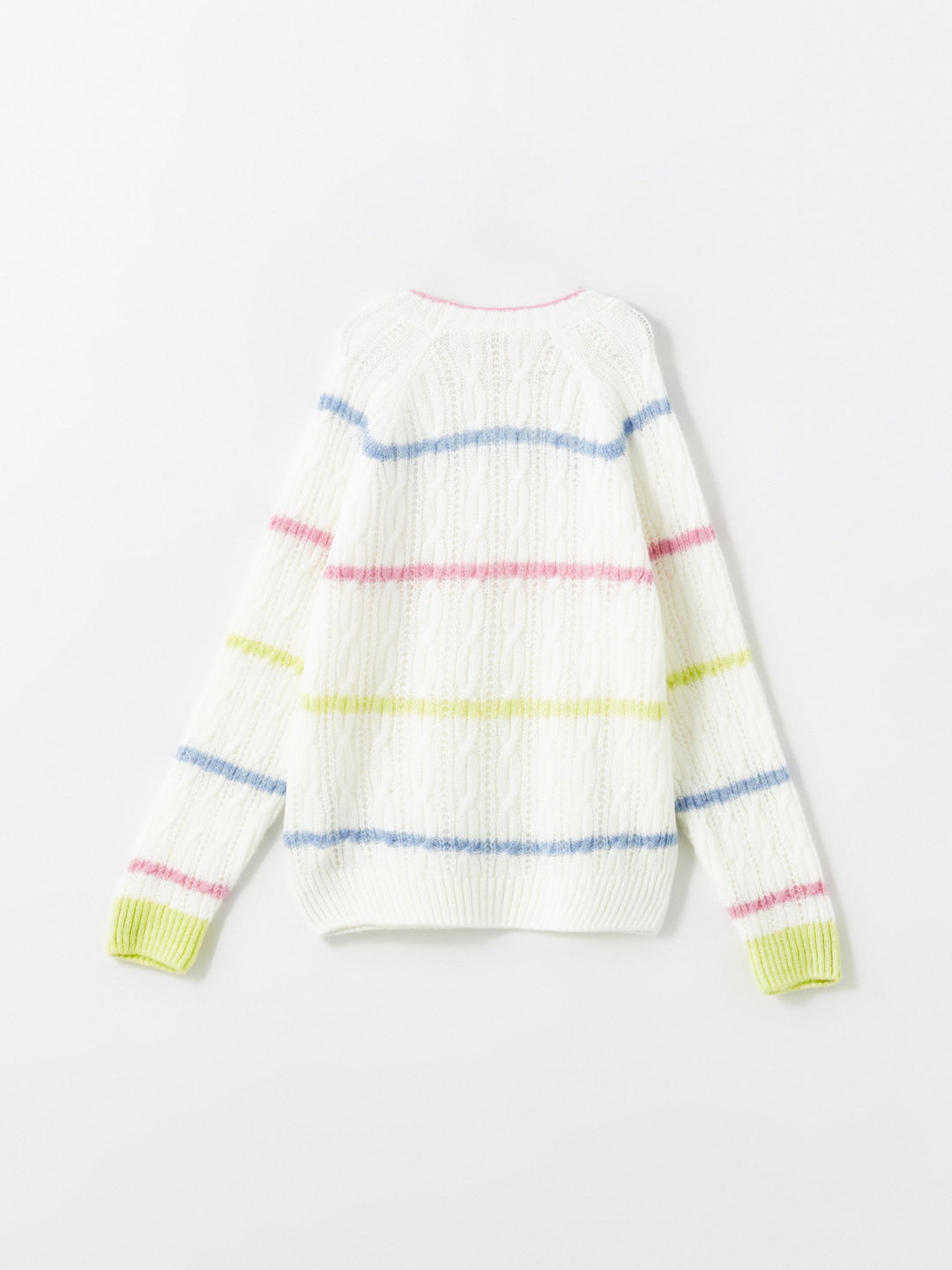 Lcw Kids Ecru Crew Neck Girls Knitted Sweater