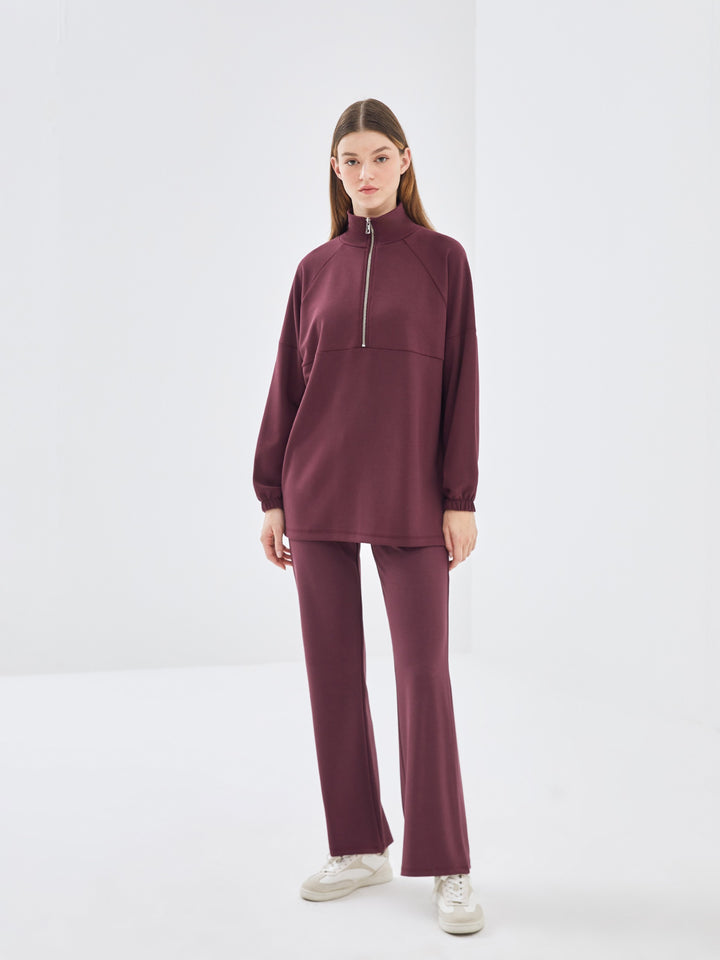 Lcw Modest Plum Elastic Waist Women'S Tracksuit Bottoms