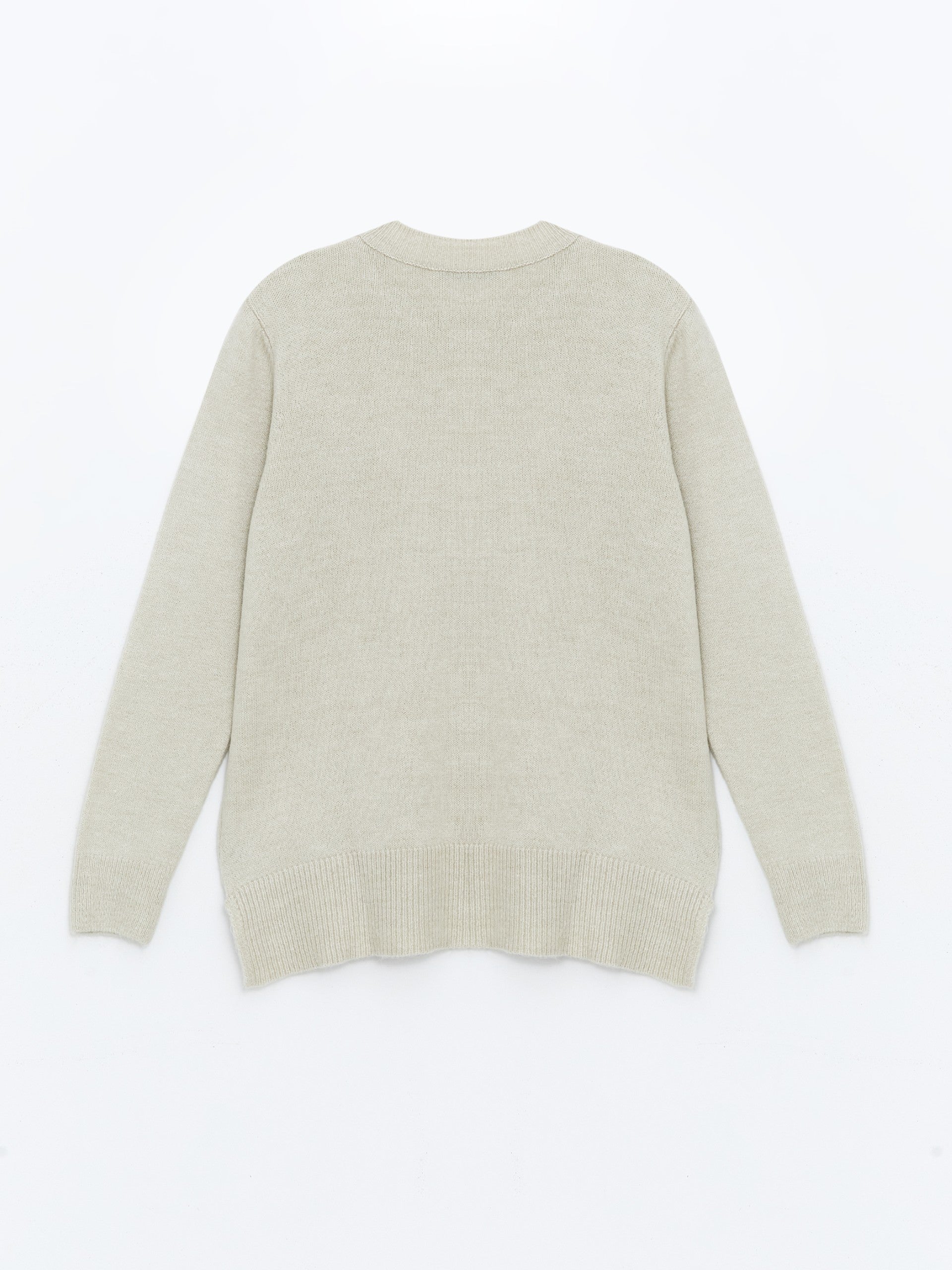 Lcwaikiki Basic Anthracite Crew Neck Embroidered Women'S Knitwear Sweater