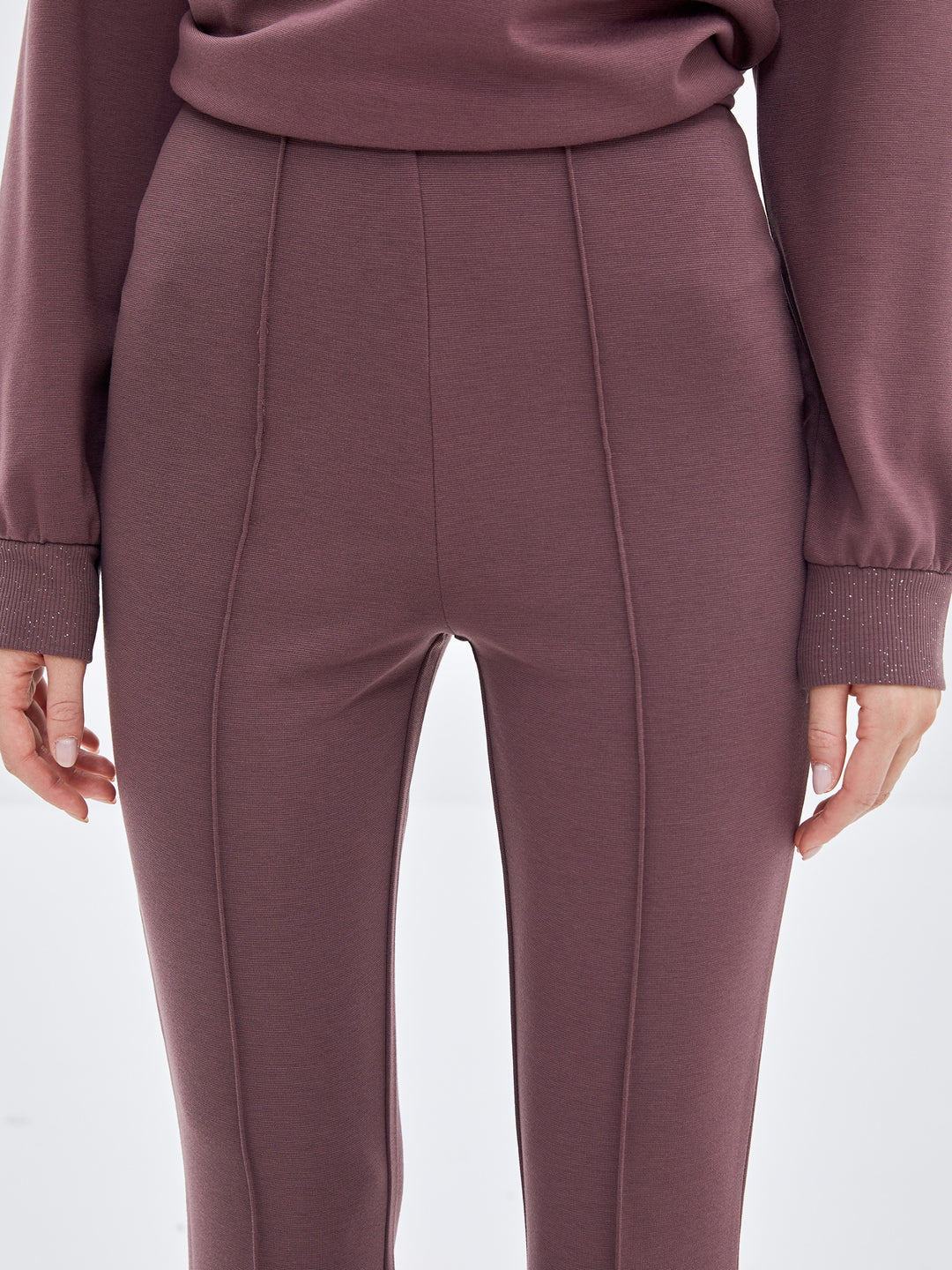 Lcw Modest Plum Waist Elastic Spanish Leg Women'S Leggings Trousers