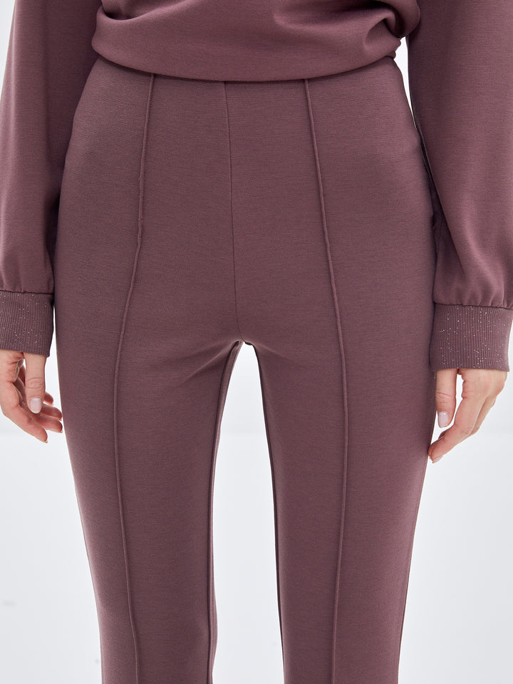 Lcw Modest Plum Waist Elastic Spanish Leg Women'S Leggings Trousers