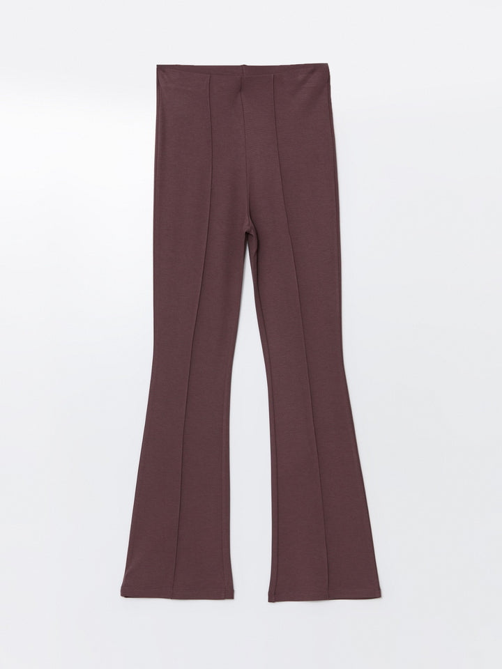 Lcw Modest Plum Waist Elastic Spanish Leg Women'S Leggings Trousers