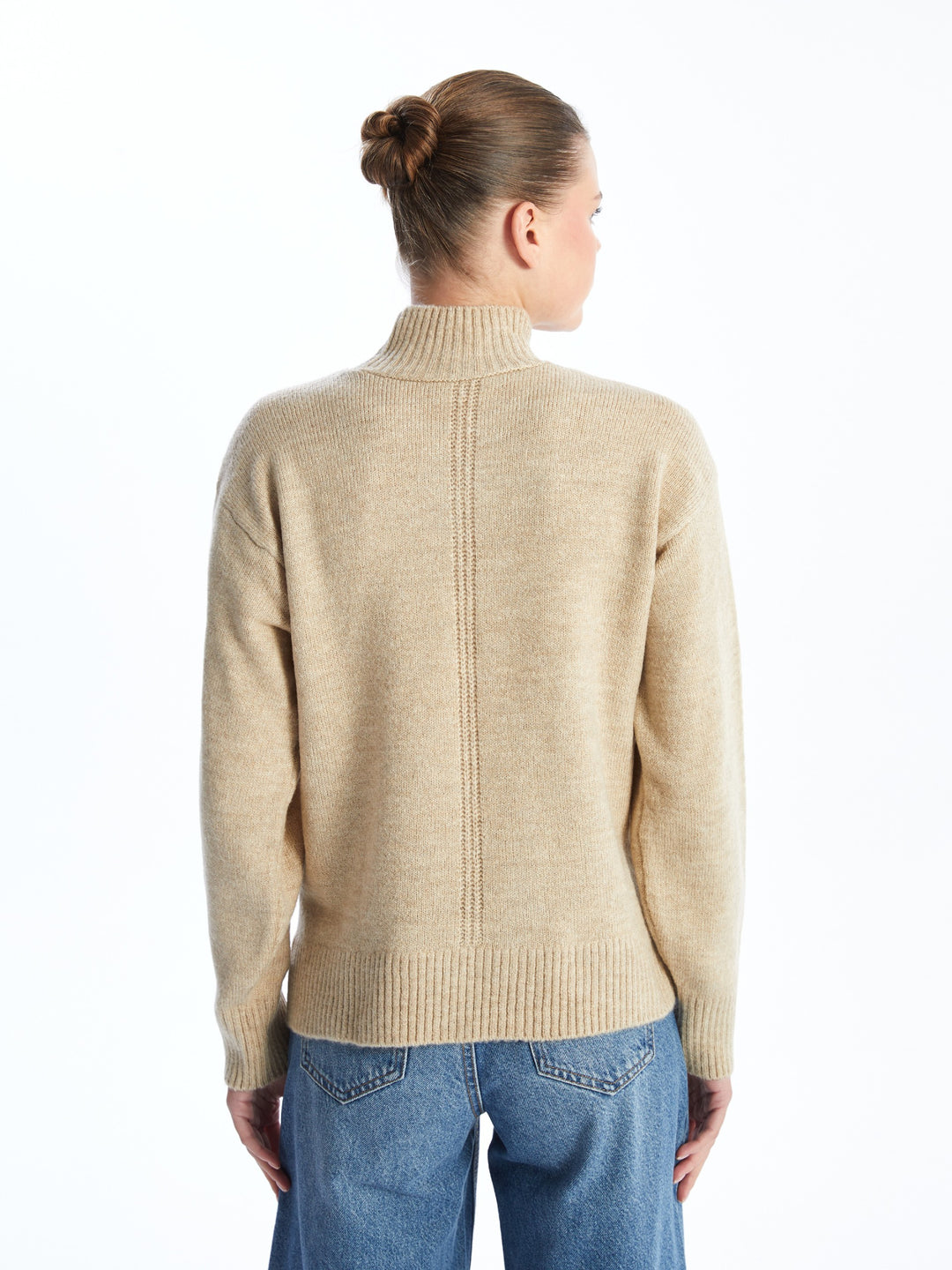 Lcw Comfort Beige Half Turtleneck Women'S Knitwear Sweater