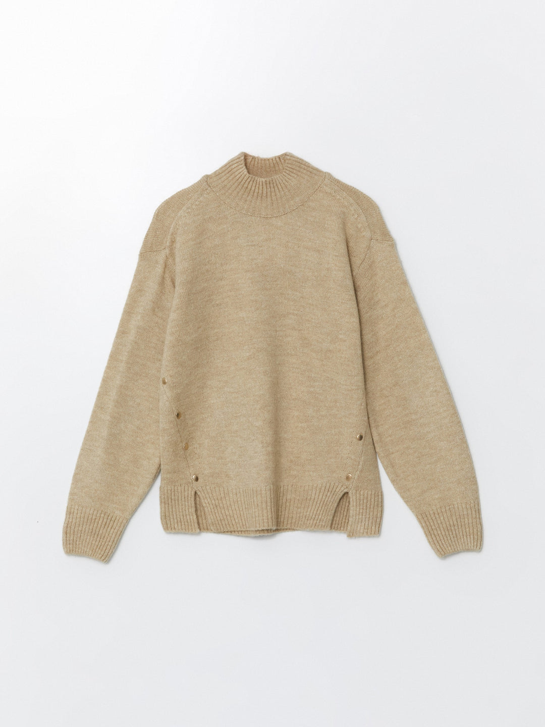 Lcw Comfort Beige Half Turtleneck Women'S Knitwear Sweater