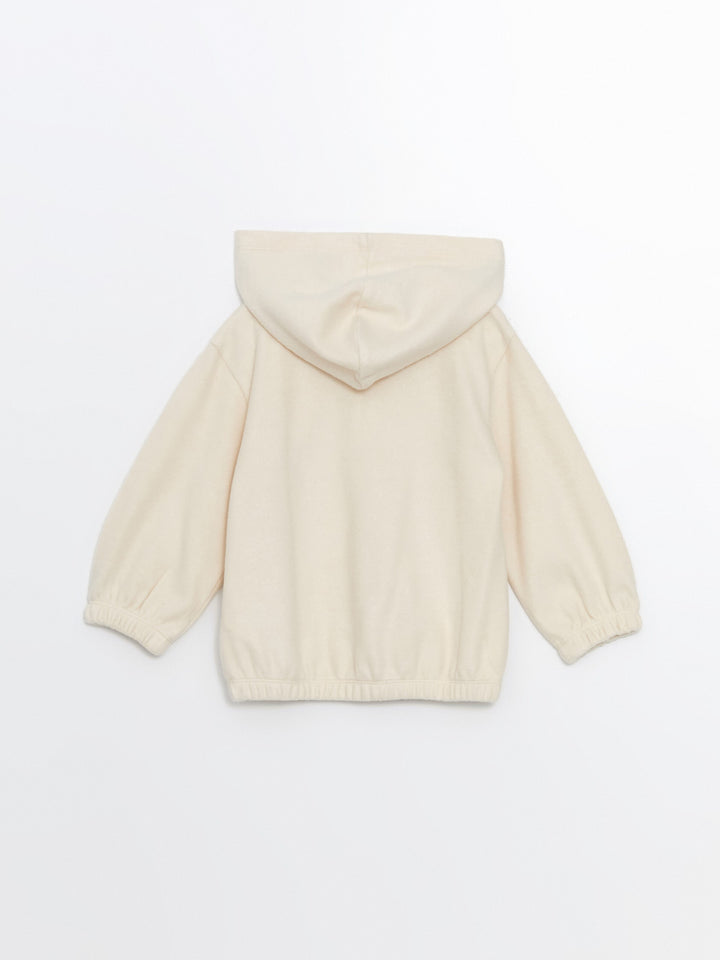 Lcw Baby Beige Hooded Girl Sweatshirt And Tracksuit Bottom 2-Piece Set