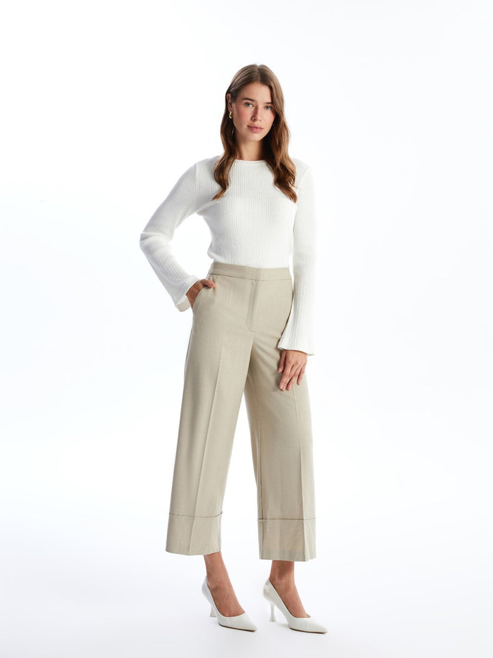 LCW Modest

Beige Melange Standard Fit Wide Leg Women's Trousers