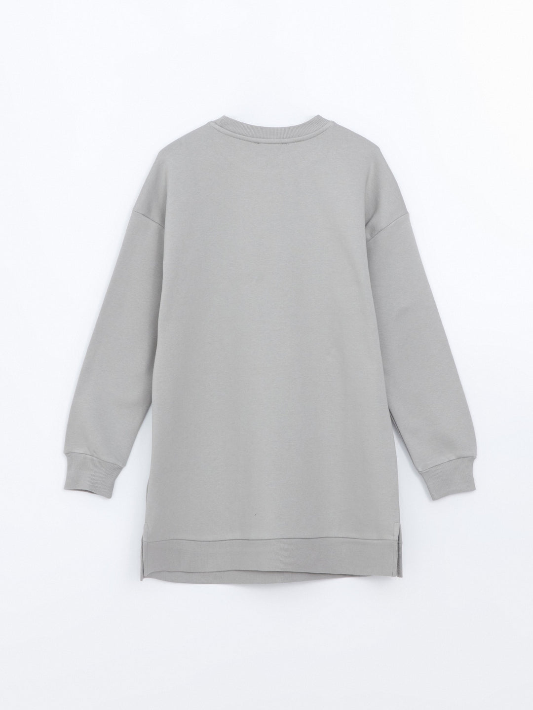 Lcw Modest Gray Crew Neck Printed Women'S Sweatshirt Tunic