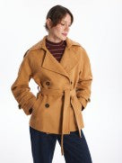 Lcwaikiki Classic Beige Double Breasted Women'S Cashmere Coat