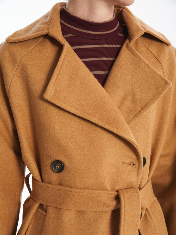 Lcwaikiki Classic Beige Double Breasted Women'S Cashmere Coat