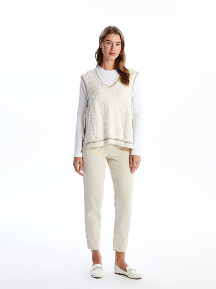 LCW Modest

Ecru V Neck Self-Patterned Women's Knitted Sweater