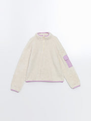 Lcw Kids Beige Stand Collar Girls Tracksuit