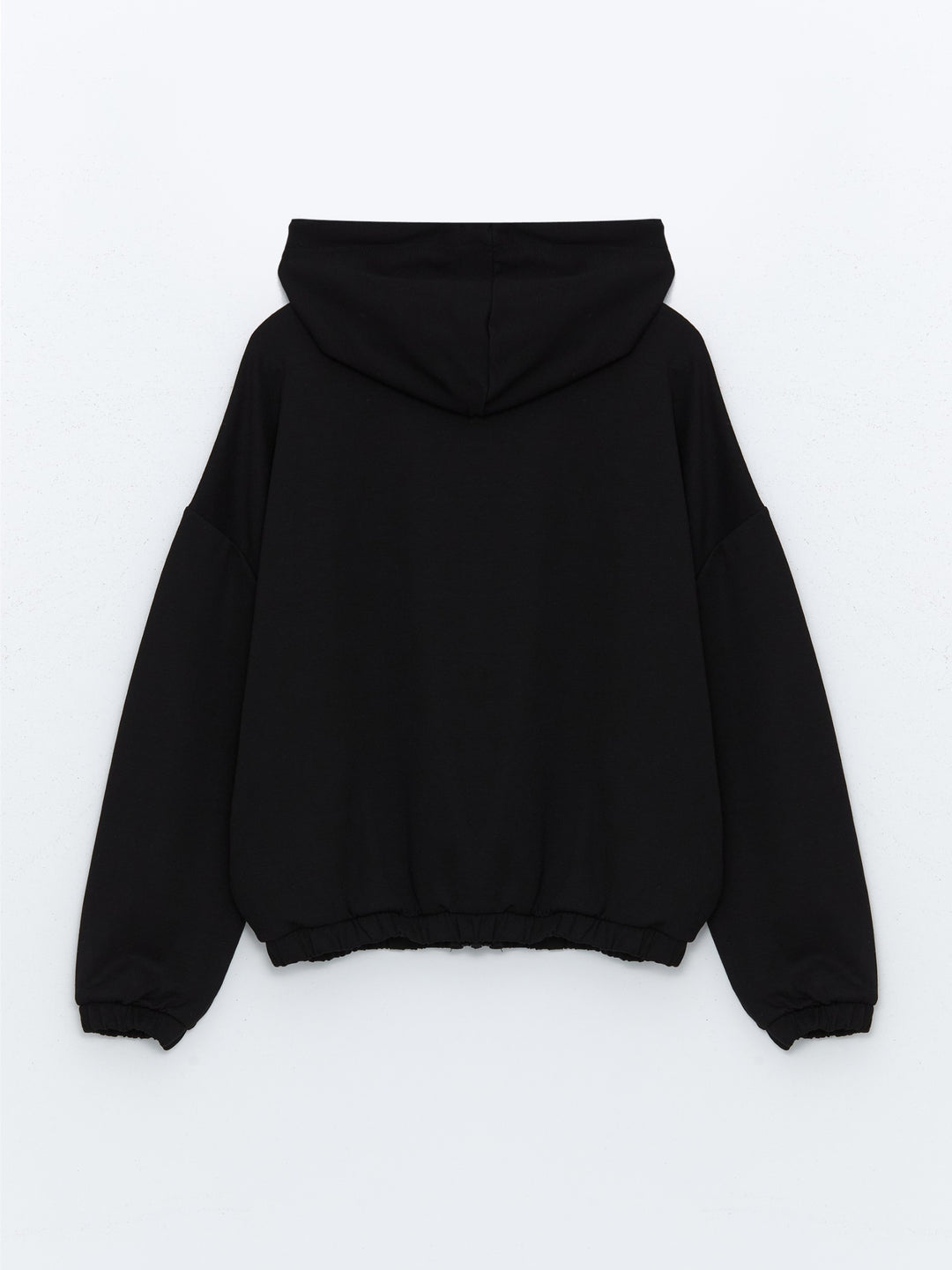 Xside Active Black Hooded Oversize Women'S Thick Zippered Sweatshirt