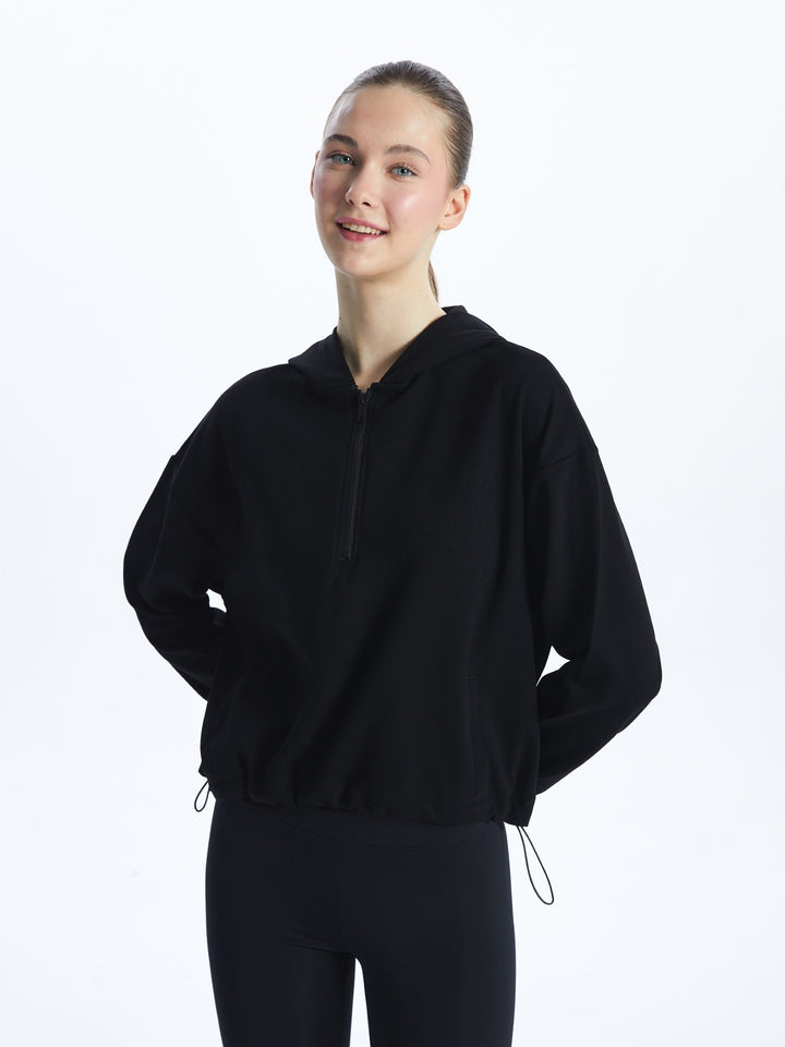 Xside Active Black Plain Long Sleeve Oversize Women'S Hoodie