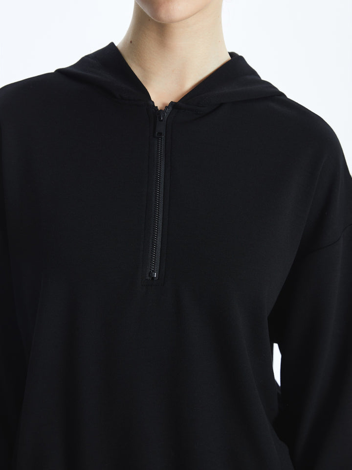 Xside Active Black Plain Long Sleeve Oversize Women'S Hoodie