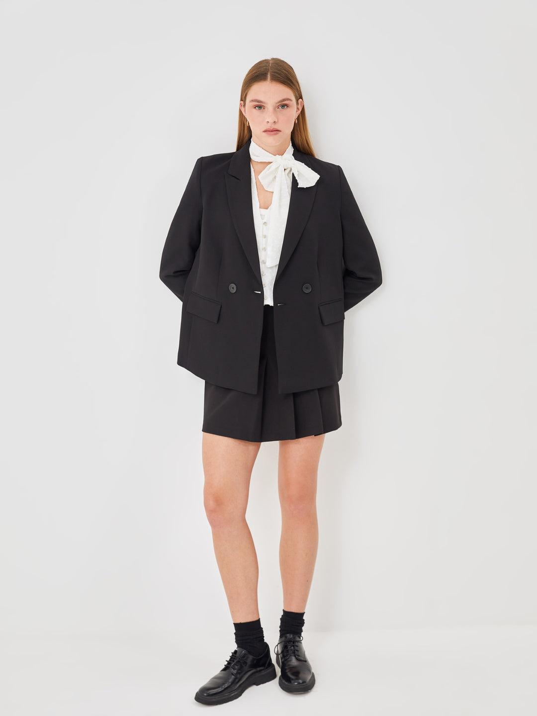 Lcw Vision Black Plain Long Sleeve Women'S Blazer Jacket