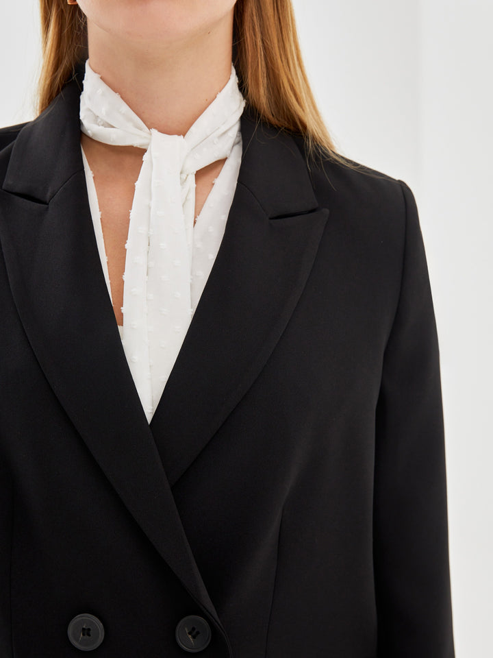 Lcw Vision Black Plain Long Sleeve Women'S Blazer Jacket