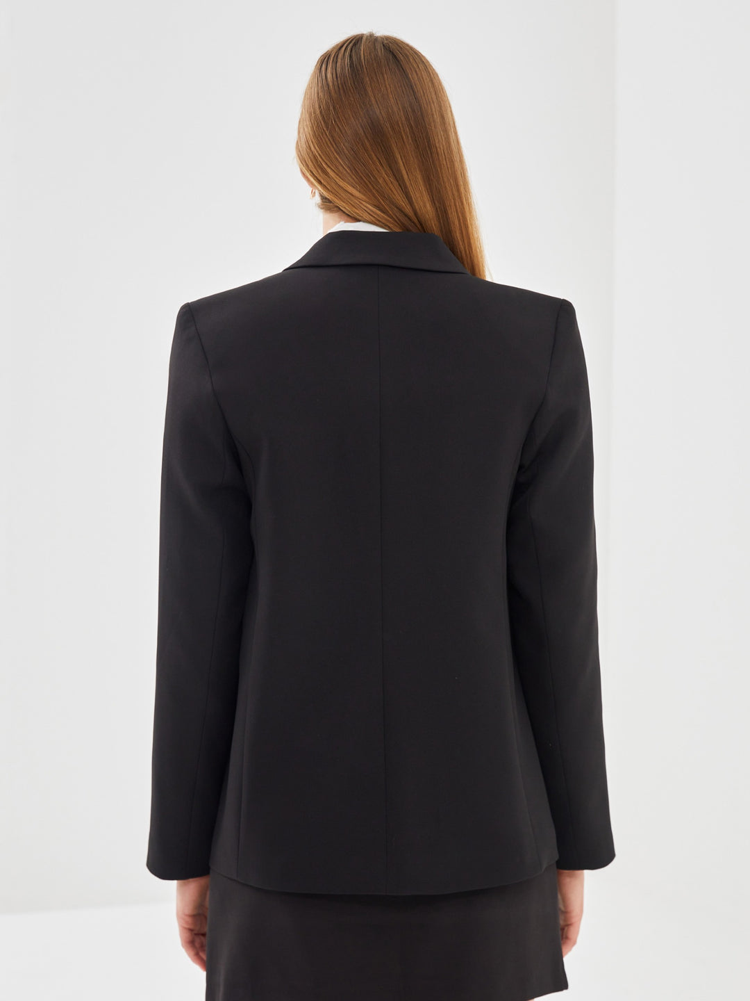 Lcw Vision Black Plain Long Sleeve Women'S Blazer Jacket