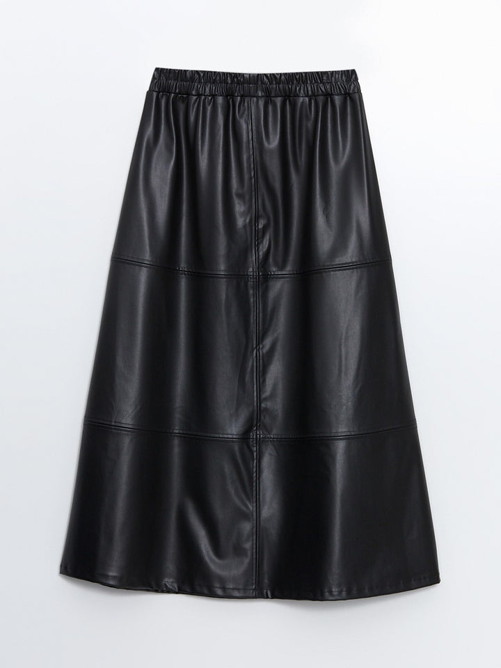 LCW Modest

Black Elastic Waist Leather Look Women's Skirt